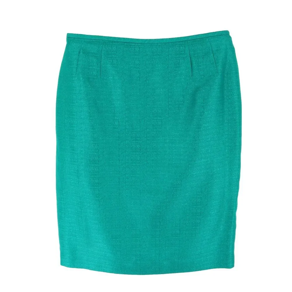 Le Suit Pencil Skirt Womens Size 10P Green Shimmery Sparkles Lined Zip‎ Closure